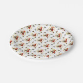 Kerstman in een gouden krans met kerstelementen papieren bordje (Gekanteld)