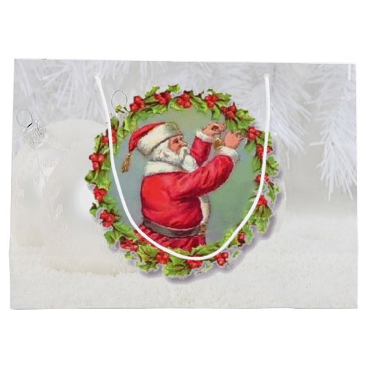 Kerstman in een grote tas met wieltjes large cadeautasje (Achterkant)