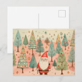 Kerstman in een kerstboombos briefkaart (Voorkant / Achterkant)