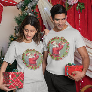Kerstman in een krans Unisex T-shirt