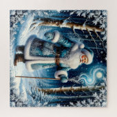 Kerstman in een magisch besneeuwd bos legpuzzel (Horizontaal)