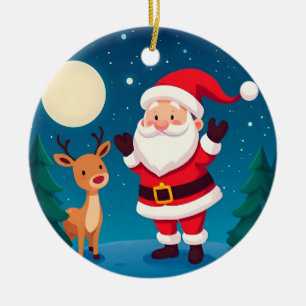 Kerstman in een magische winterscène keramisch ornament