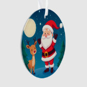 Kerstman in een magische winterscène ornament (voorkant)