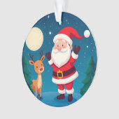 Kerstman in een magische winterscène ornament (voorkant)