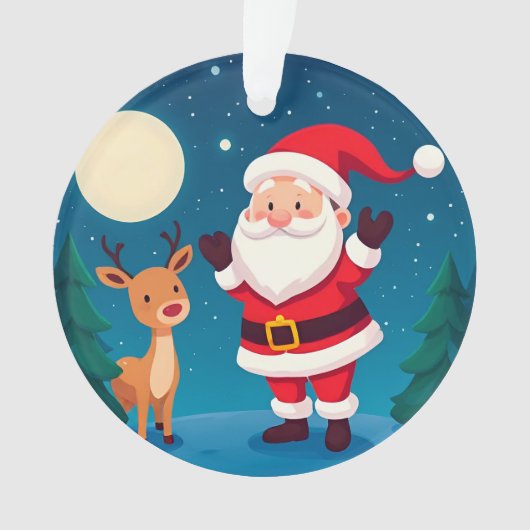 Kerstman in een magische winterscène ornament (voorkant)