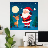 Kerstman in een magische winterscène poster (Thuiskantoor)
