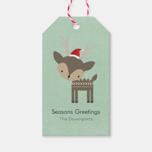 kerstman in een roodkerstman cadeaulabel (Voorkant)