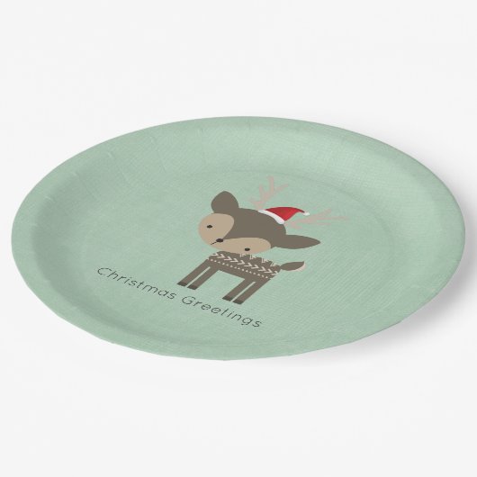 kerstman in een roodkerstman papieren bordje (Gekanteld)