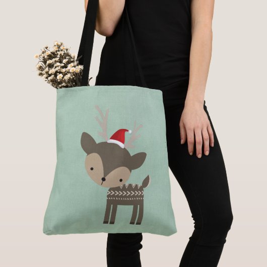 kerstman in een roodkerstman tote bag (Dichtbij)