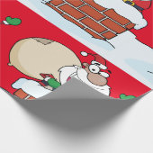 Kerstman in een schoorsteenverslaafdepapier cadeaupapier (Hoek)