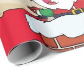 Kerstman in een schoorsteenverslaafdepapier cadeaupapier (Rol Hoek)