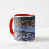 Kerstman in een slee vliegend mok (Voorkant links)