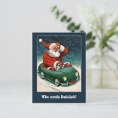 Kerstman in een sportwagen Kerst Kaart (Staand voorkant)