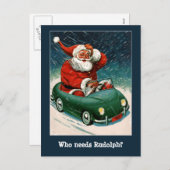 Kerstman in een sportwagen Kerst Kaart (Voorkant / Achterkant)