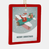 Kerstman in een vliegtuig keramisch ornament (Rechts)