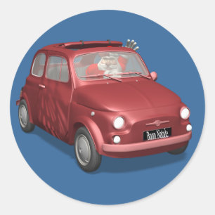 Kerstman in Fiat 500 Ronde Sticker