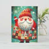 Kerstman in folk art stijl feestdagenkaart (Staand voorkant)