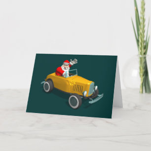 kerstman in geel hete staaf feestdagen kaart