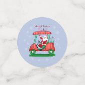 Kerstman in Golf Cart Merry Kerstmis T-shirt! Confetti (Kleine voorkant)