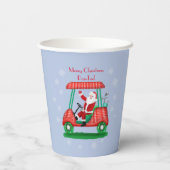 Kerstman in Golf Cart Merry Kerstmis T-shirt! Papieren Bekers (Achterkant)