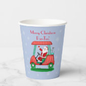 Kerstman in Golf Cart Merry Kerstmis T-shirt! Papieren Bekers (Voorkant)