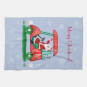 Kerstman in Golf Cart Merry Theedoek (Horizontaal)