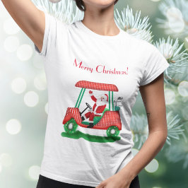 Kerstman in golfkar Merry Christmas T-shirt