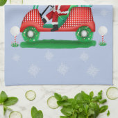 Kerstman in golfkar Merry Christmas Theedoek (Gevouwen)