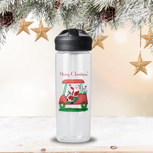 Kerstman in golfkar Merry Christmas Waterfles
