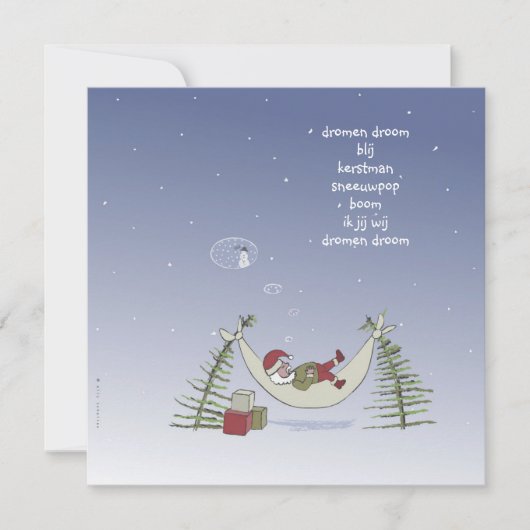 kerstman in hangmat kaart (Voorkant)