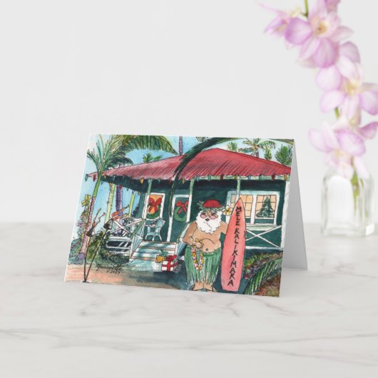 Kerstman in Hawaiiaanse kerst Kaart (Orchidee)