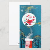 Kerstman in helikopter uit het verleden feestdagenkaart (Voorkant / Achterkant)