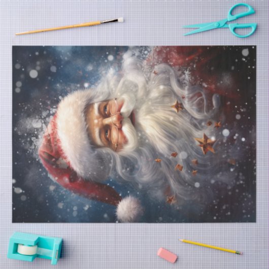  kerstman in het besneeuwde bos tissuepapier (Craft)