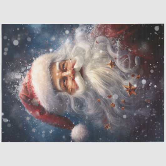 kerstman in het besneeuwde bos tissuepapier (Voorkant)