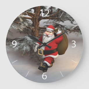 Kerstman in het bos grote klok