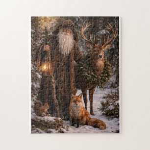 Kerstman in het bos legpuzzel