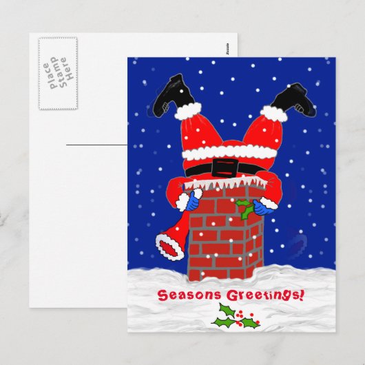 Kerstman in het Briefkaart van de schoorsteen (Voorkant / Achterkant)