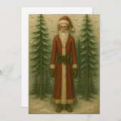 Kerstman in het dennenbos Kerst Kaart (Voorkant / Achterkant)