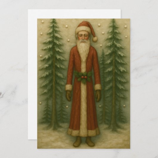 Kerstman in het dennenbos Kerst Kaart (Voorkant / Achterkant)