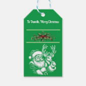 Kerstman in het groen cadeaulabel (Voorkant)