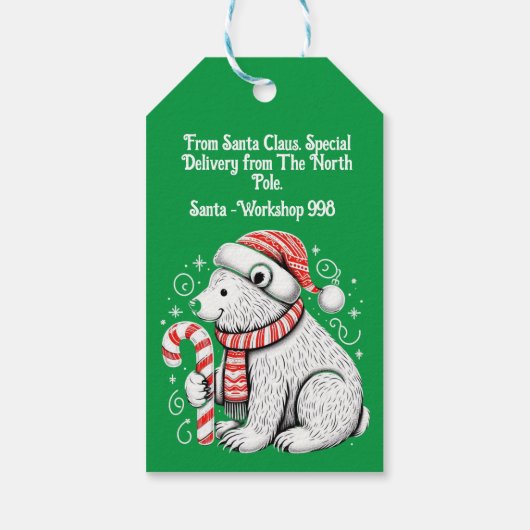 Kerstman in het groen cadeaulabel (Achterkant)