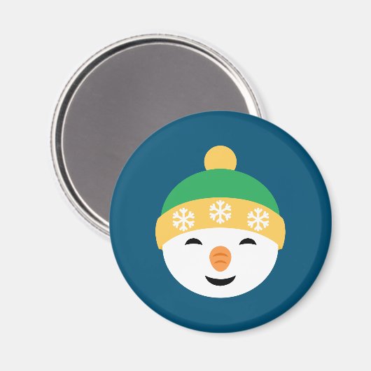 Kerstman in het Groene Pet op blauw Magneet (Voorkant / Achterkant)