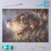 Kerstman in het nachtelijke besneeuwde bos Tissuepapier (Craft)