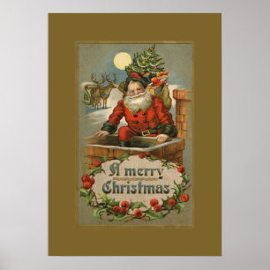  Kerstman in het Poster Chimney