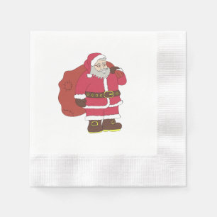 Kerstman in het rood met cadeautas en bril  servet