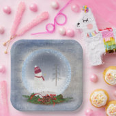 Kerstman in het sneeuwWereldbol Papieren Bordje (Feest)