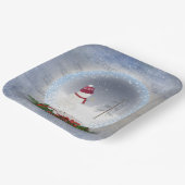 Kerstman in het sneeuwWereldbol Papieren Bordje (Gebogen)