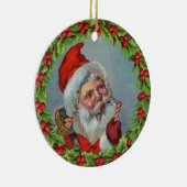 kerstman in het Wreath-Ornament Keramisch Ornament (Rechts)