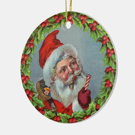 kerstman in het Wreath-Ornament Keramisch Ornament (Links)