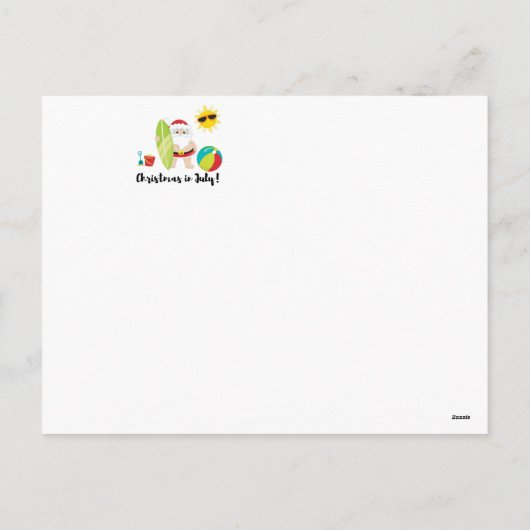 Kerstman in het zwembad in juli feestdagenkaart (Achterkant)